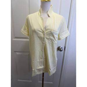 Haven Well Within Buttery Soft Button Front Lounge Top Yellow M NWT Short Sleeve
